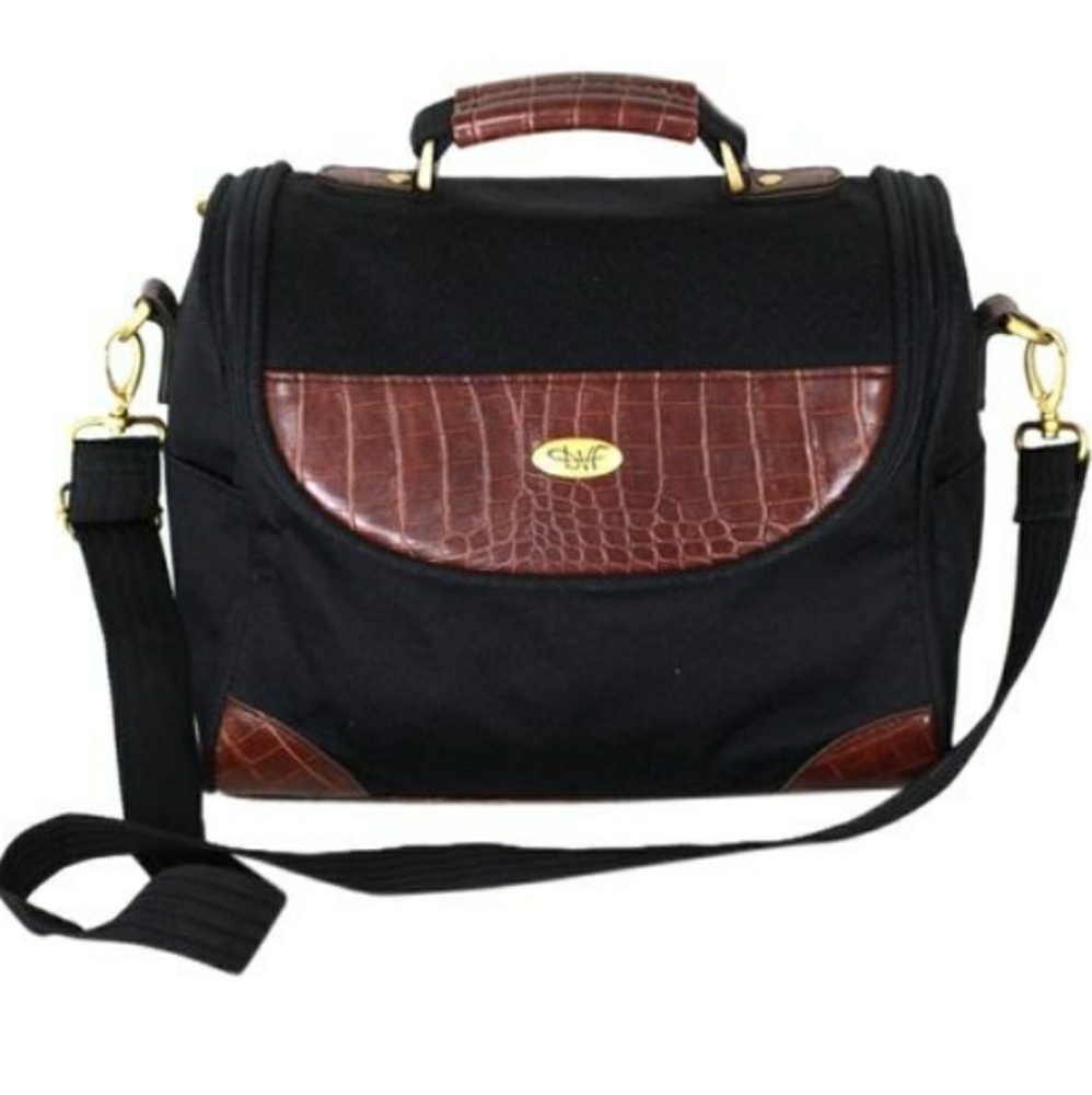 Diane Von Furstenberg Canvas & Croc Bag